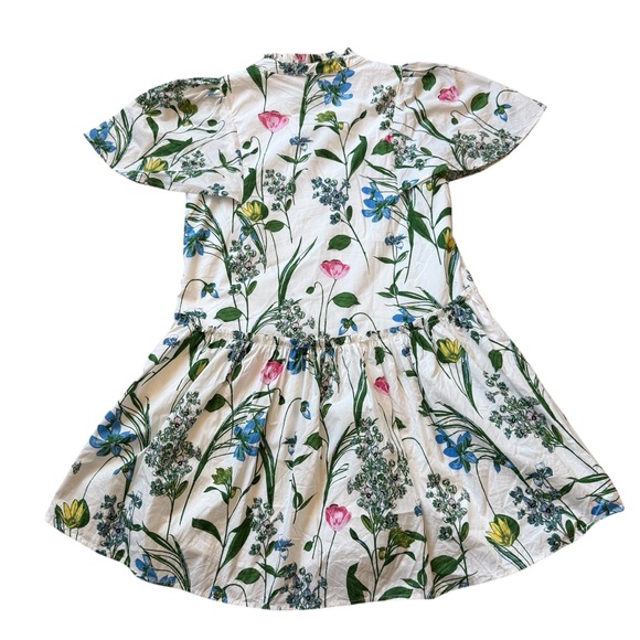 Sugarlips Dress Womens S Ivory Floral Babydoll Mini Ruffle V-Neck Split Spring - Picture 8 of 10